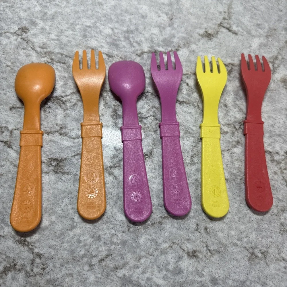 Colorful Toddler Misc Forks and Spoons 6 Piece Safe Reusable Kids Utensils READ